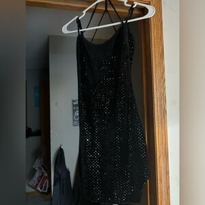 City Triangles Black Mini Dress with Sparkling Accents